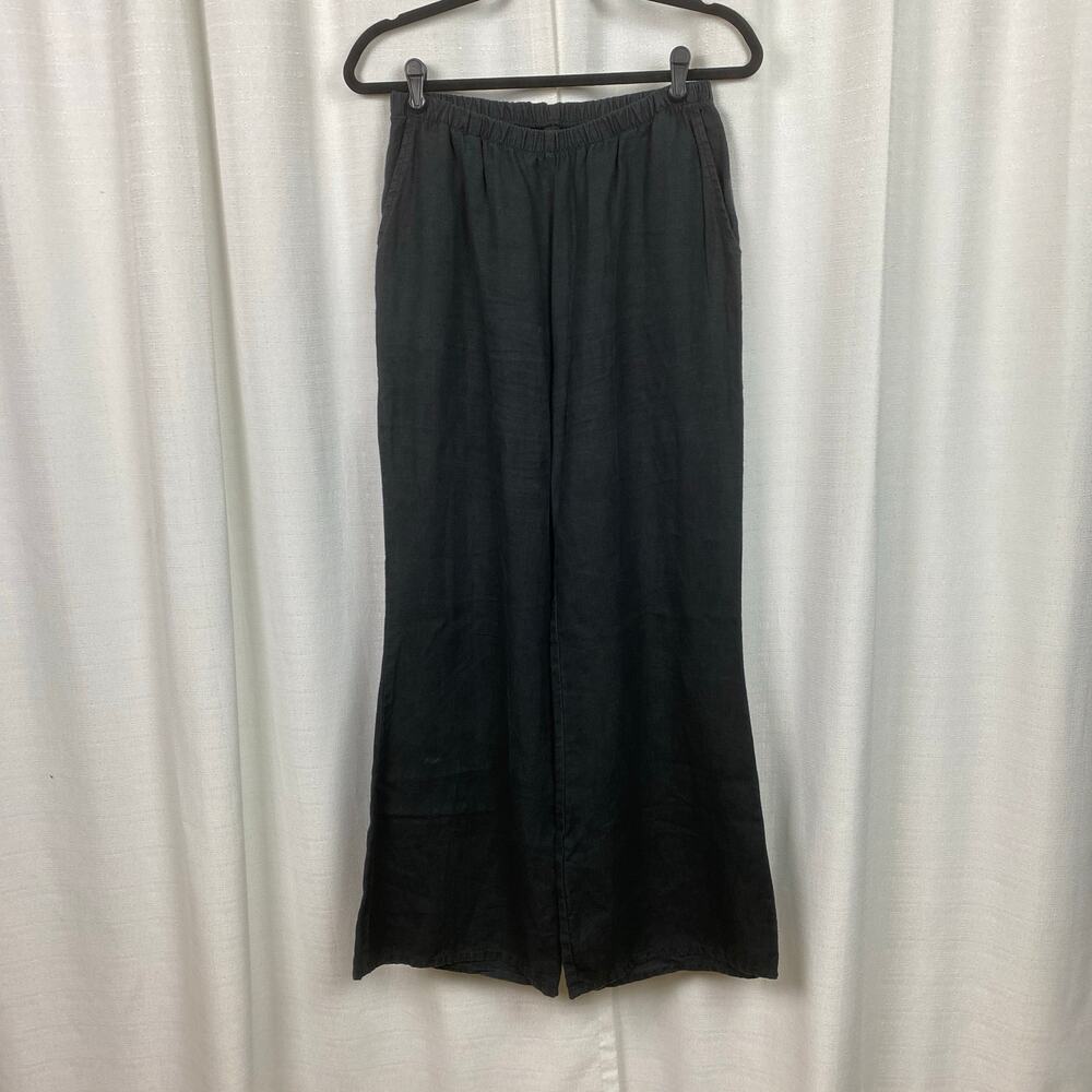 Flax Wide Leg Linen Pants in Black